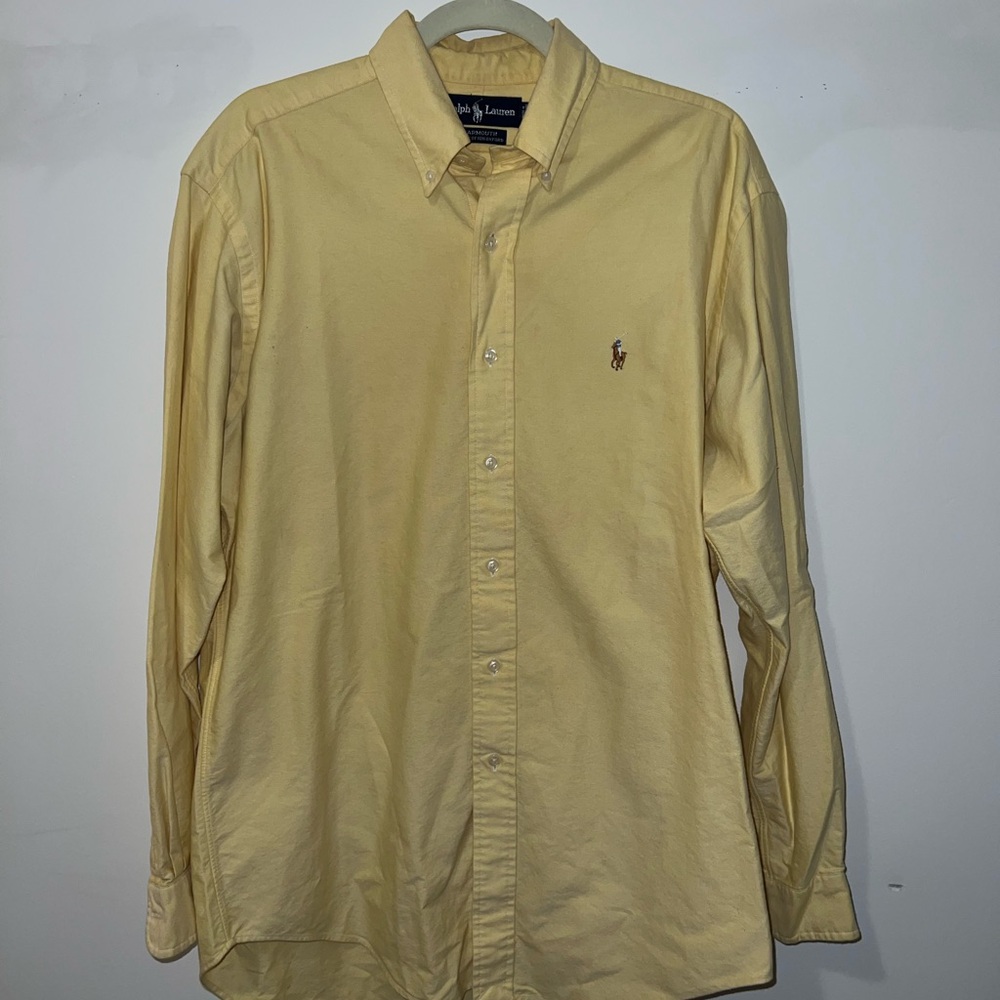 Ralph Lauren Men's Yarmouth 100% cotton oxford Button-Down in Yellow